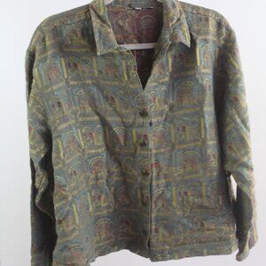 Vintage Long Sleeve Bohemian Multicolored Top Size Small